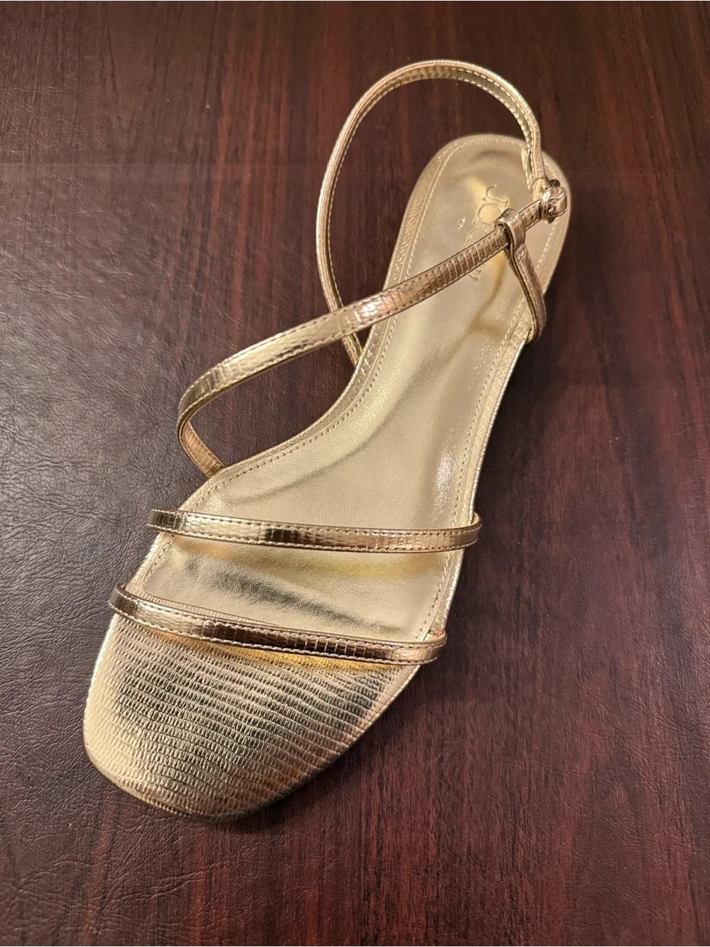 J. Crew Metallic Gold Strappy Slingback Sandals